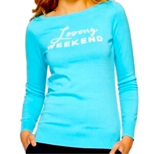 Lilly Pulitzer Marielle Sweater Shorely Blue Looong Weekend Intarsia